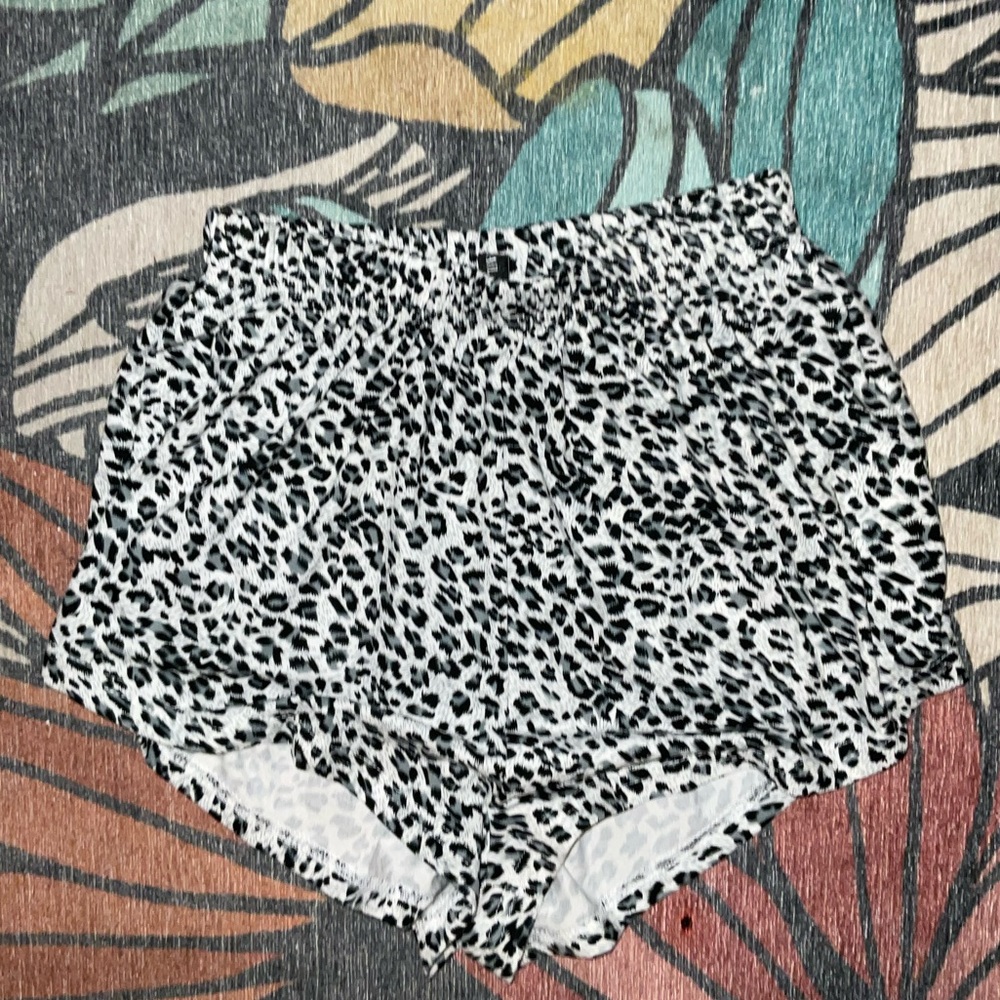 Gray Leopard Print Shorts